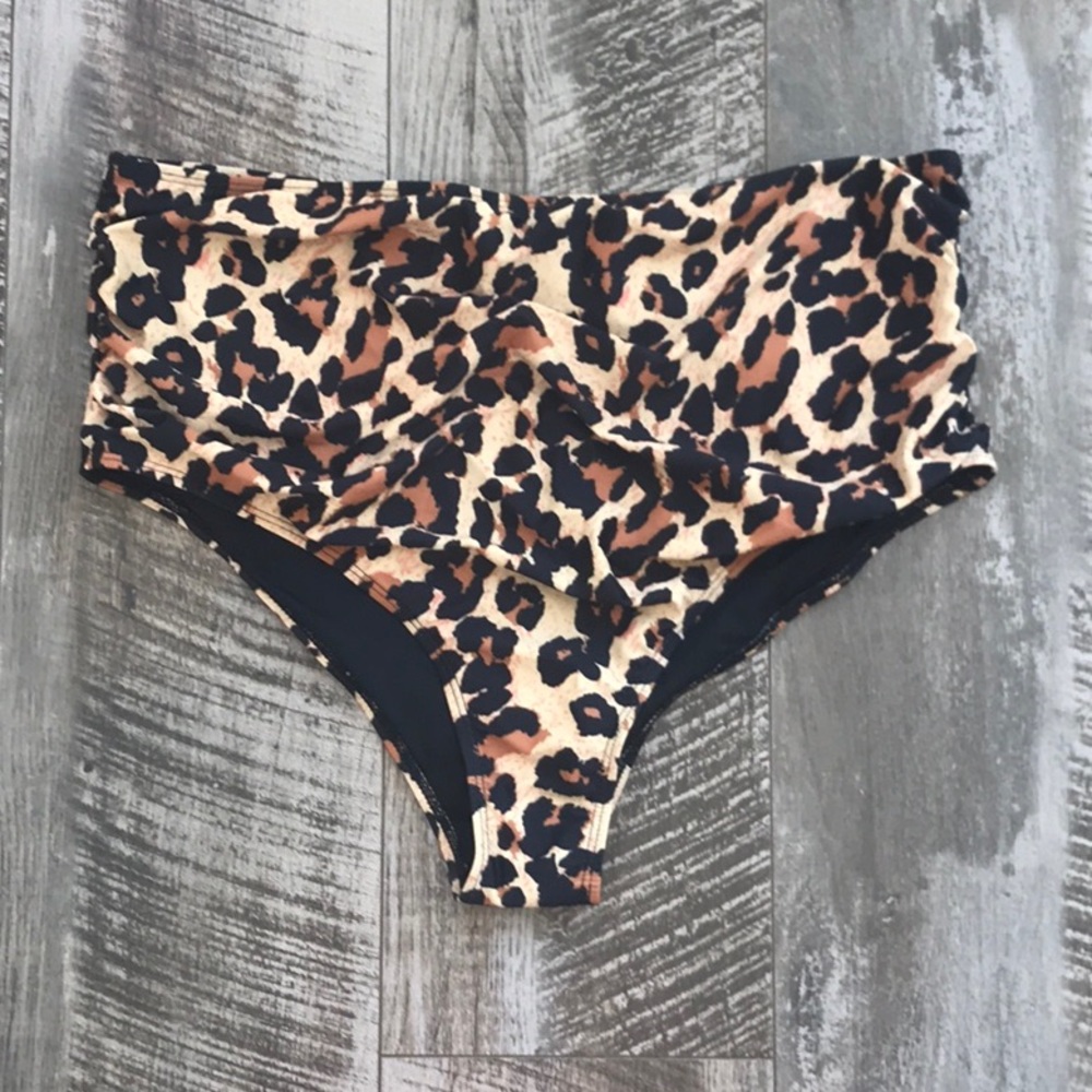 Leopard High Waisted Swim Bottoms